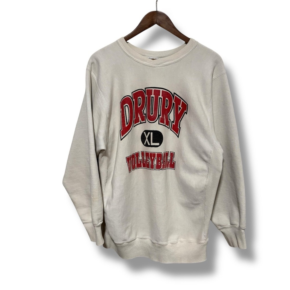 Vintage 90s Drury University Volleyball Big Graphic Heavyweight Sweater XL 23x29